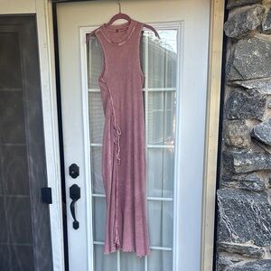 Chic Pink Halter Sheath Maxi Dress